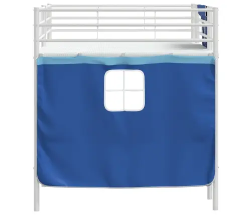 Laste Lofti Voodi Raam, Millel On Kardinad Valge Ja Sinine