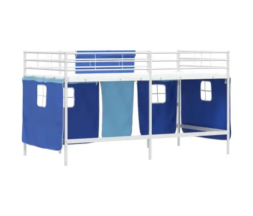 Vaikų Palėpės Lovos Rėmas Su Užuolaidomis Balta Ir Mėlyna