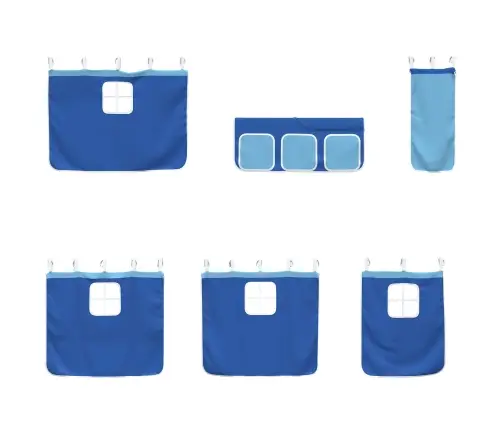 Vaikų Palėpės Lovos Rėmas Su Užuolaidomis Balta Ir Mėlyna