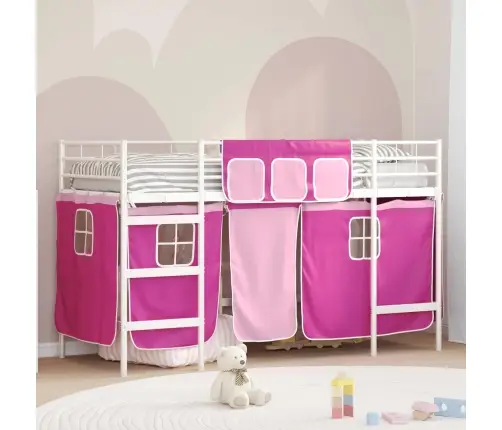Vaikų Palėpės Lovos Rėmas Su Užuolaidomis Balta Ir Rožinė