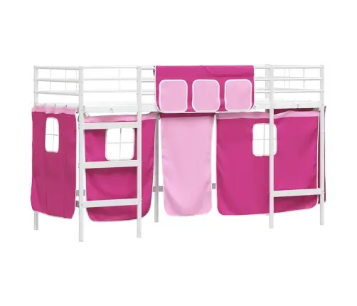 Vaikų Palėpės Lovos Rėmas Su Užuolaidomis Balta Ir Rožinė