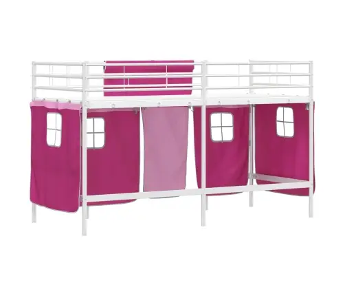 Vaikų Palėpės Lovos Rėmas Su Užuolaidomis Balta Ir Rožinė