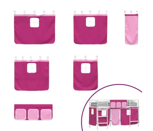 Vaikų Palėpės Lovos Rėmas Su Užuolaidomis Balta Ir Rožinė