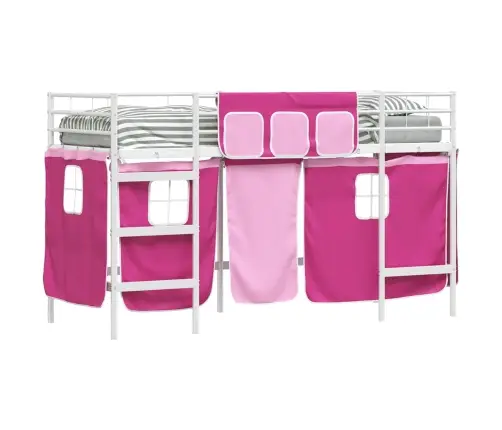 Vaikų Palėpės Lovos Rėmas Su Užuolaidomis Balta Ir Rožinė