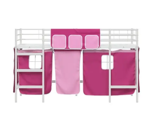 Vaikų Palėpės Lovos Rėmas Su Užuolaidomis Balta Ir Rožinė