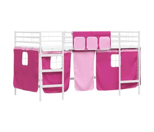 Vaikų Palėpės Lovos Rėmas Su Užuolaidomis Balta Ir Rožinė