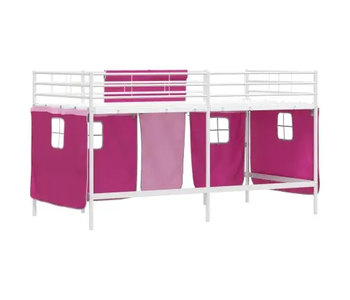 Vaikų Palėpės Lovos Rėmas Su Užuolaidomis Balta Ir Rožinė