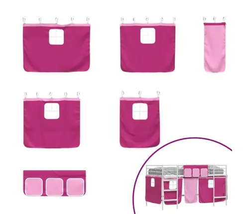 Vaikų Palėpės Lovos Rėmas Su Užuolaidomis Balta Ir Rožinė