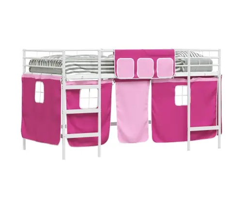 Vaikų Palėpės Lovos Rėmas Su Užuolaidomis Balta Ir Rožinė