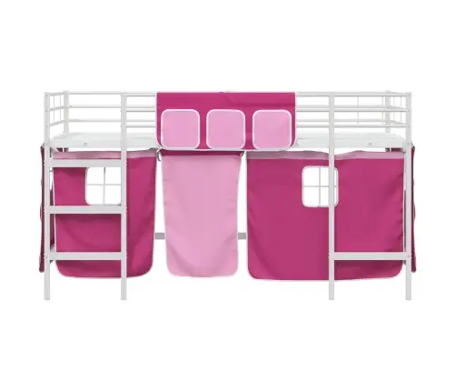 Bērnu Gultas Karkass Ar Aizkariem Balts Un Rozā 107 X 201 Cm Vidaxl