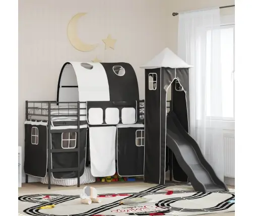 Laste Lofti Voodi Raam Must 74,5 X 190 Cm Metall