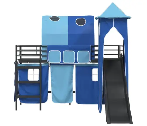 Bērnu Loft Gultas Rāmjis Melna Un Zila 74,5 X 190 Cm Metāls Vidaxl