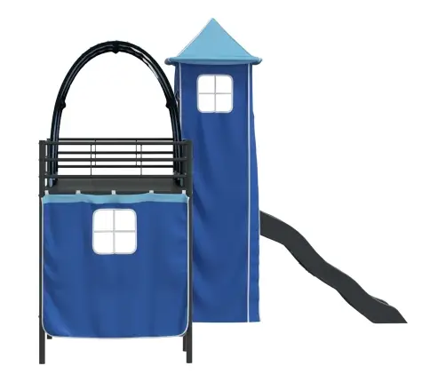 Bērnu Loft Gultas Rāmjis Melna Un Zila 74,5 X 190 Cm Metāls Vidaxl