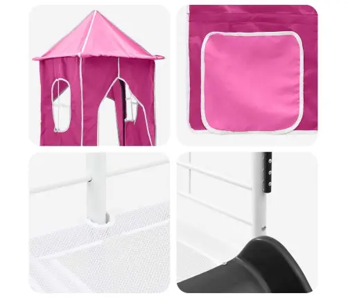 Vaikų Lofto Lovos Rėmas Balta Ir Rožinė 79,5 X 200 Cm Metalas