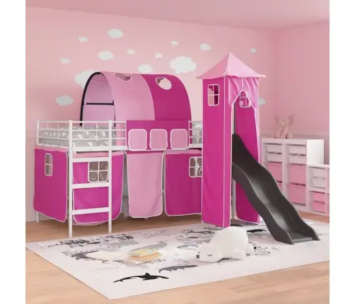 Vaikų Lofto Lovos Rėmas Balta Ir Rožinė 79,5 X 200 Cm Metalas