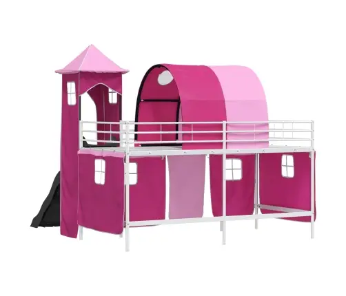 Vaikų Lofto Lovos Rėmas Balta Ir Rožinė 79,5 X 200 Cm Metalas