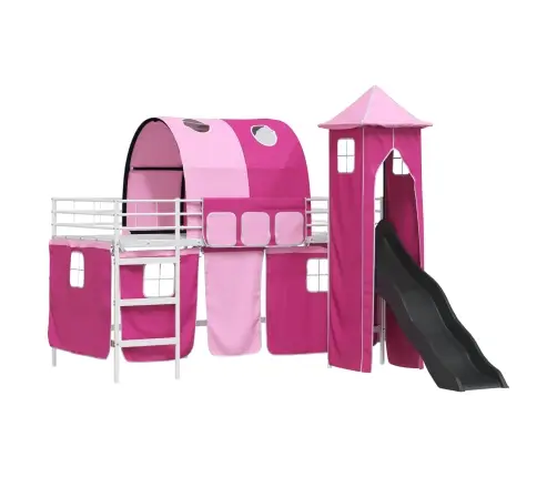 Vaikų Lofto Lovos Rėmas Balta Ir Rožinė 90 X 200 Cm Metalas