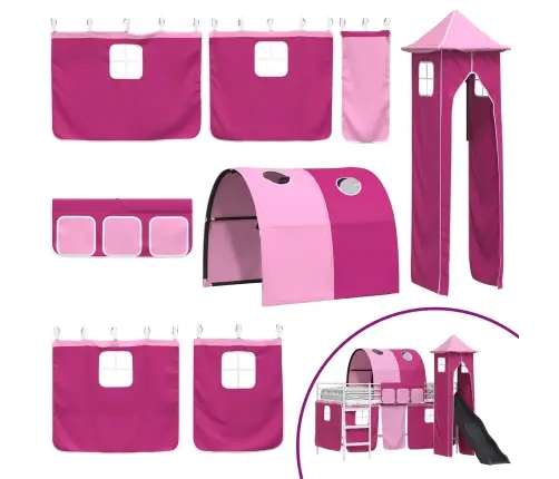 Vaikų Lofto Lovos Rėmas Balta Ir Rožinė 90 X 200 Cm Metalas