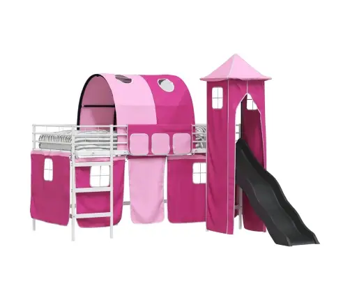 Vaikų Lofto Lovos Rėmas Balta Ir Rožinė 90 X 200 Cm Metalas