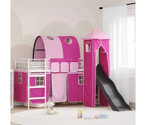 Vaikų Lofto Lovos Rėmas Balta Ir Rožinė 99,5 X 190 Cm Metalas