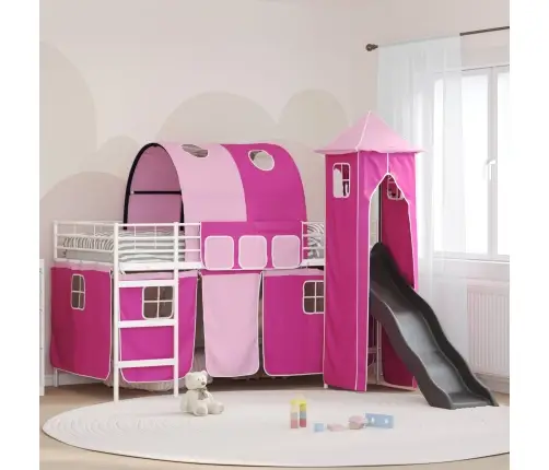 Vaikų Lofto Lovos Rėmas Balta Ir Rožinė 99,5 X 200 Cm Metalas