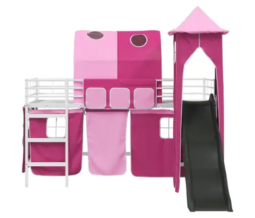 Vaikų Lofto Lovos Rėmas Balta Ir Rožinė 107 X 200 Cm Metalas