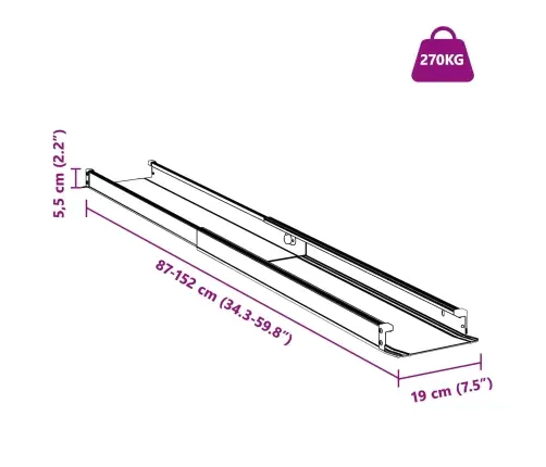 Neįgaliųjų Stovykla 2 Pcs Juoda 152 X 19 X 5,5 Cm Aliuminis