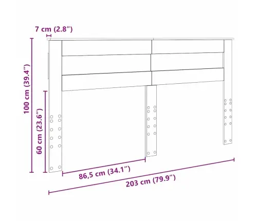 Galvgalis Pelēks Sonoma 200 Cm Inženierijas Koks Vidaxl