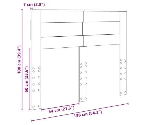 Galvgalis Ar Galvas Klāju Balts 135 Cm Inženierijas Koks Vidaxl