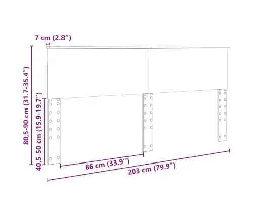 Galvgalis Ar Galvas Klāju Brūns Ozols 200 Cm Inženierijas Koks Vidaxl