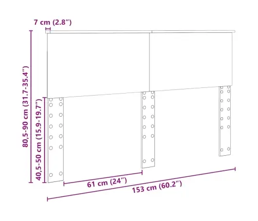 Galvgalis Ar Galvas Klāju Balts 150 Cm Inženierijas Koks Vidaxl