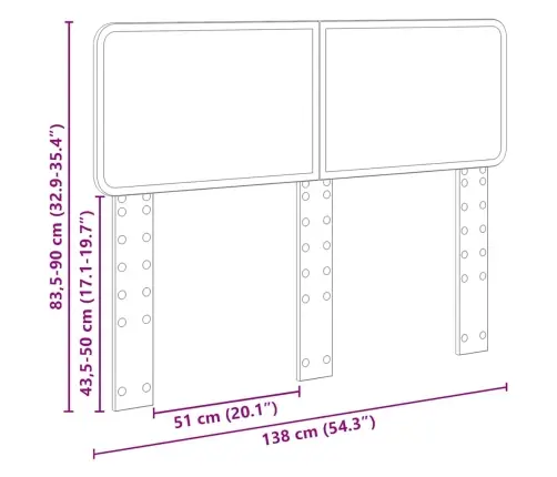 Galvgalis Ar Galvas Klāju Balts 135 Cm Inženierijas Koks Vidaxl