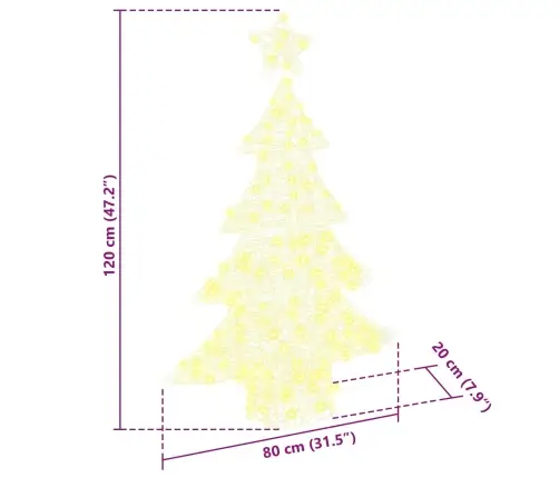 Ziemassvētku Eglīte Su 100 Led Silti Balta 120 Cm Akrils Vidaxl