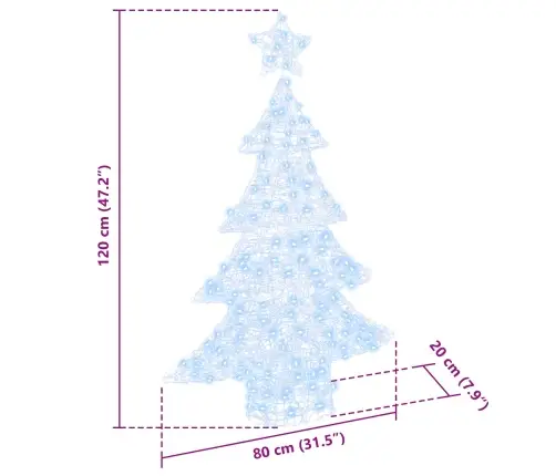Ziemassvētku Eglīte Su 100 Led Vēsi Balta 120 Cm Akrils Vidaxl
