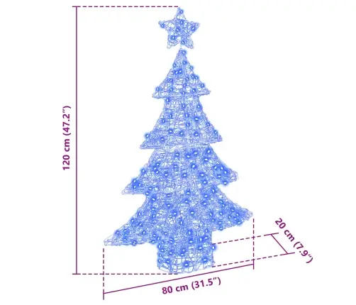 Ziemassvētku Eglīte Su 100 Led Zila 120 Cm Akrils Vidaxl