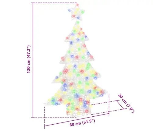 Ziemassvētku Eglīte Su 100 Led Daudzkrāsains 120 Cm Akrils Vidaxl