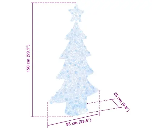 Ziemassvētku Eglīte Su 160 Led Vēsi Balta 150 Cm Akrils Vidaxl