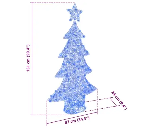 Jõulupuu Koos 160 Led-Iga Sinine 150 Cm Akrüül