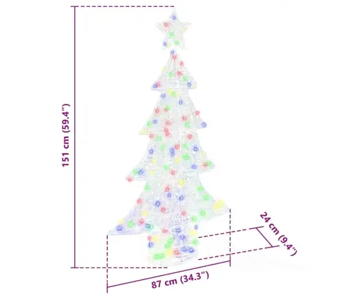 Ziemassvētku Eglīte Su 160 Led Daudzkrāsains 150 Cm Akrils Vidaxl Ziemassvētku Eglīte Su 160 Led Daudzkrāsains 150 Cm Akrils Vidaxl