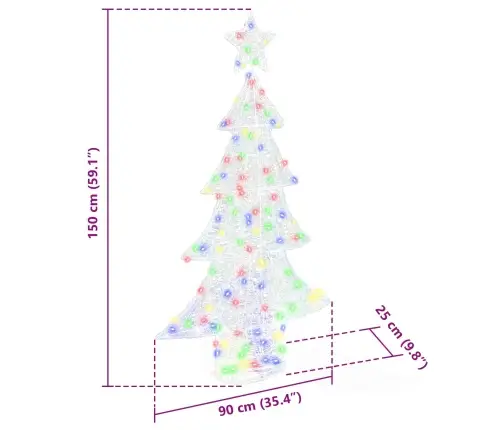 Ziemassvētku Eglīte Su 160 Led Daudzkrāsains 150 Cm Akrils Vidaxl