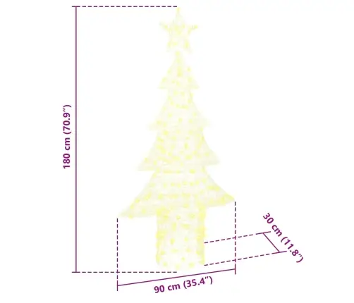 Ziemassvētku Eglīte Su 240 Led Silti Balta 180 Cm Akrils Vidaxl