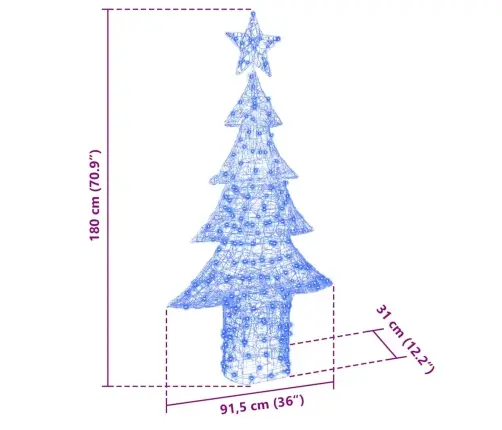 Jõulupuu Koos 240 Led-Iga Sinine 180 Cm Akrüül
