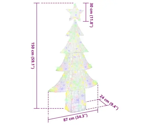 Kalėdų Eglutė Su 240 Led Įvairiaspalvis 180 Cm Akrilas