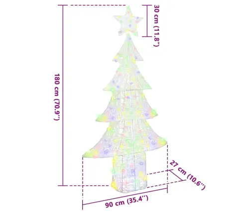 Jõulupuu Koos 240 Led-Iga Mitmevärviline 180 Cm Akrüül