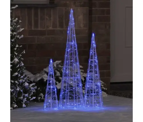Ziemassvētku Eglīte 3 Pcs Zila 40 Cm 60 Cm 80 Cm Akrils Vidaxl