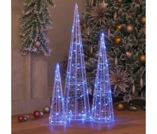 Ziemassvētku Eglīte 3 Pcs Zila 40 Cm 60 Cm 80 Cm Akrils Vidaxl