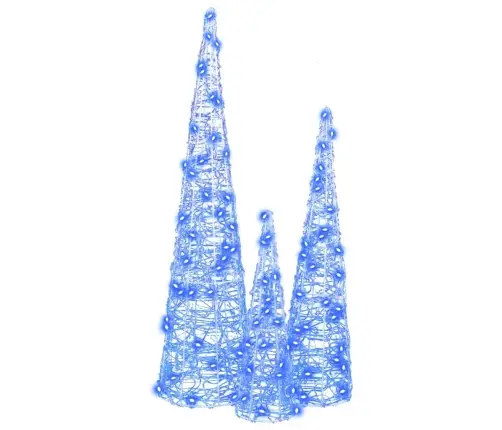 Ziemassvētku Eglīte 3 Pcs Zila 40 Cm 60 Cm 80 Cm Akrils Vidaxl