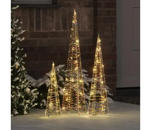 Ziemassvētku Eglīte 3 Pcs Silti Balta 40 Cm 60 Cm 80 Cm Pet Vidaxl