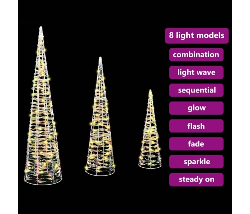 Kalėdų Eglutė Su 90 Led 3 Pcs Šilta Balta 20 X 20 X 80 Cm Pet