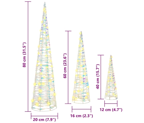 Kalėdų Eglutė Su 90 Led 3 Pcs Šilta Balta 20 X 20 X 80 Cm Pet